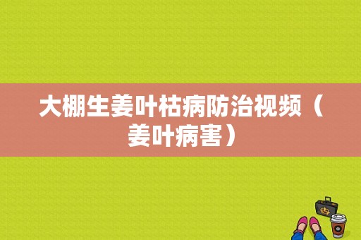 大棚生姜叶枯病防治视频（姜叶病害）