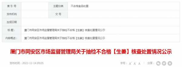 生姜检测细则（生姜抽检不合格处罚案例）-图1